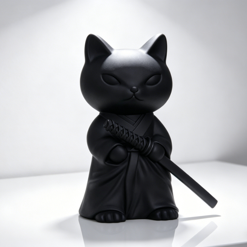 TEMU Figurine de Chat - Statue de Décoration de Bureau en Plastique sur le Thème Japonais avec , Compatible pour Bureau, Salle d'Étude et Chambre