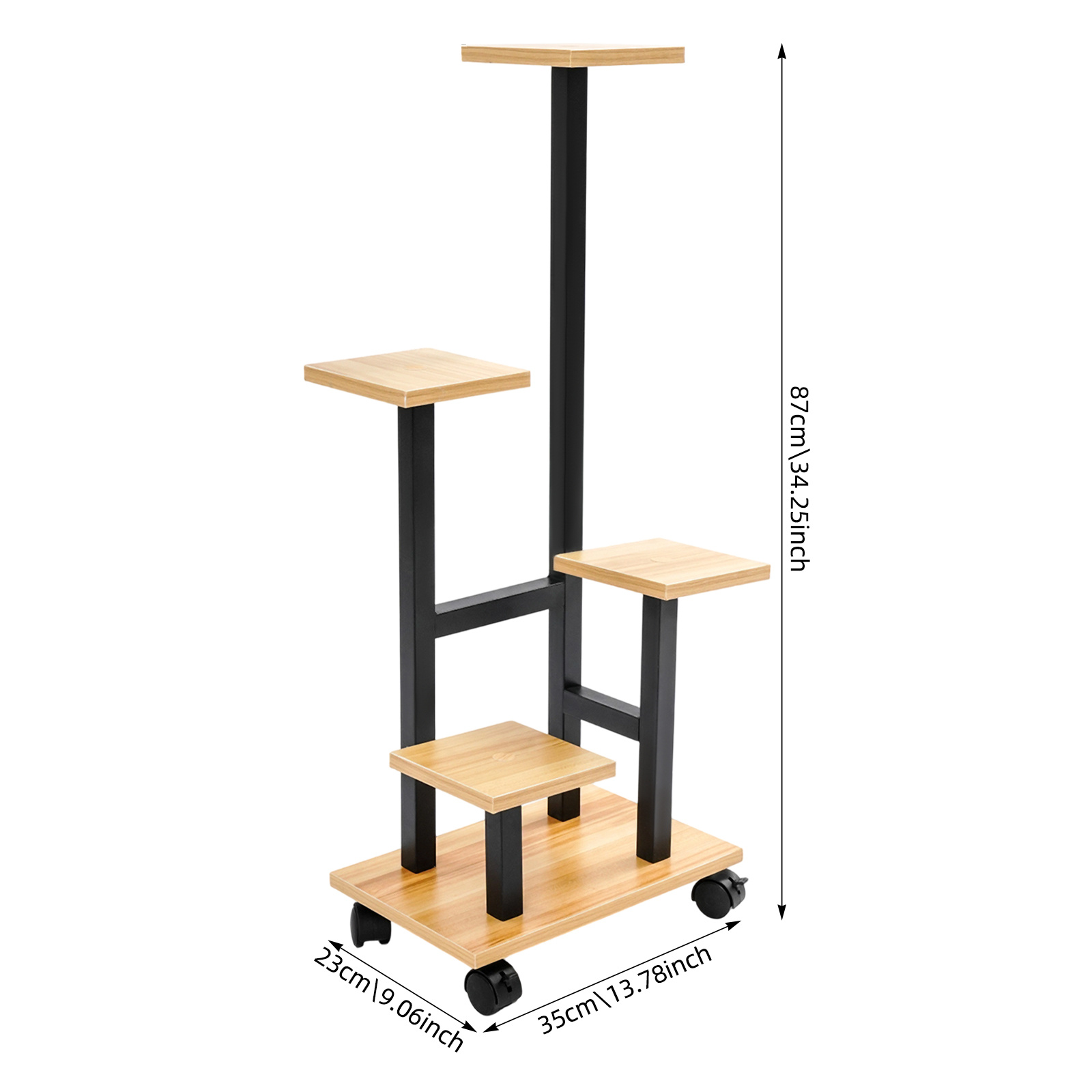 Image of 5-tier Plant Stand Flower Stand Plant Shelf With 4 Wheels Flower Bench Flower Staircase Plant Staircase Standing Shelf For Indoors, Garden, Balcony, Decor