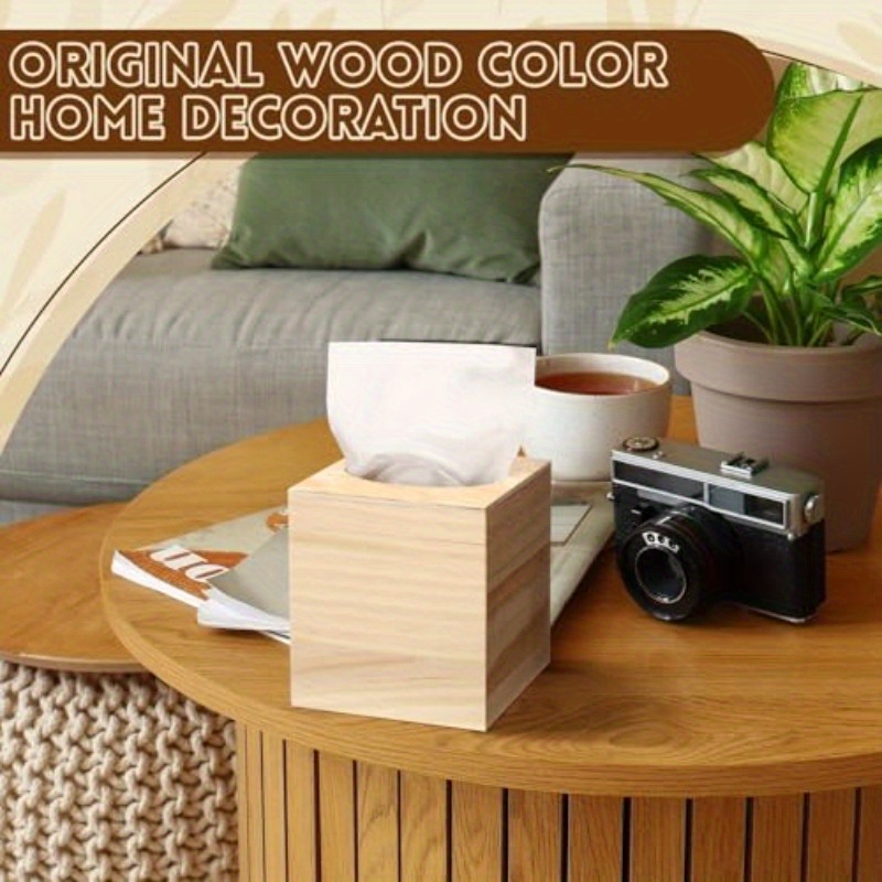 set of 6 unfinished wooden tissue box covers for diy projects featuring   design with a   opening   arts and crafts as well as home and bathroom decoration Product details 3