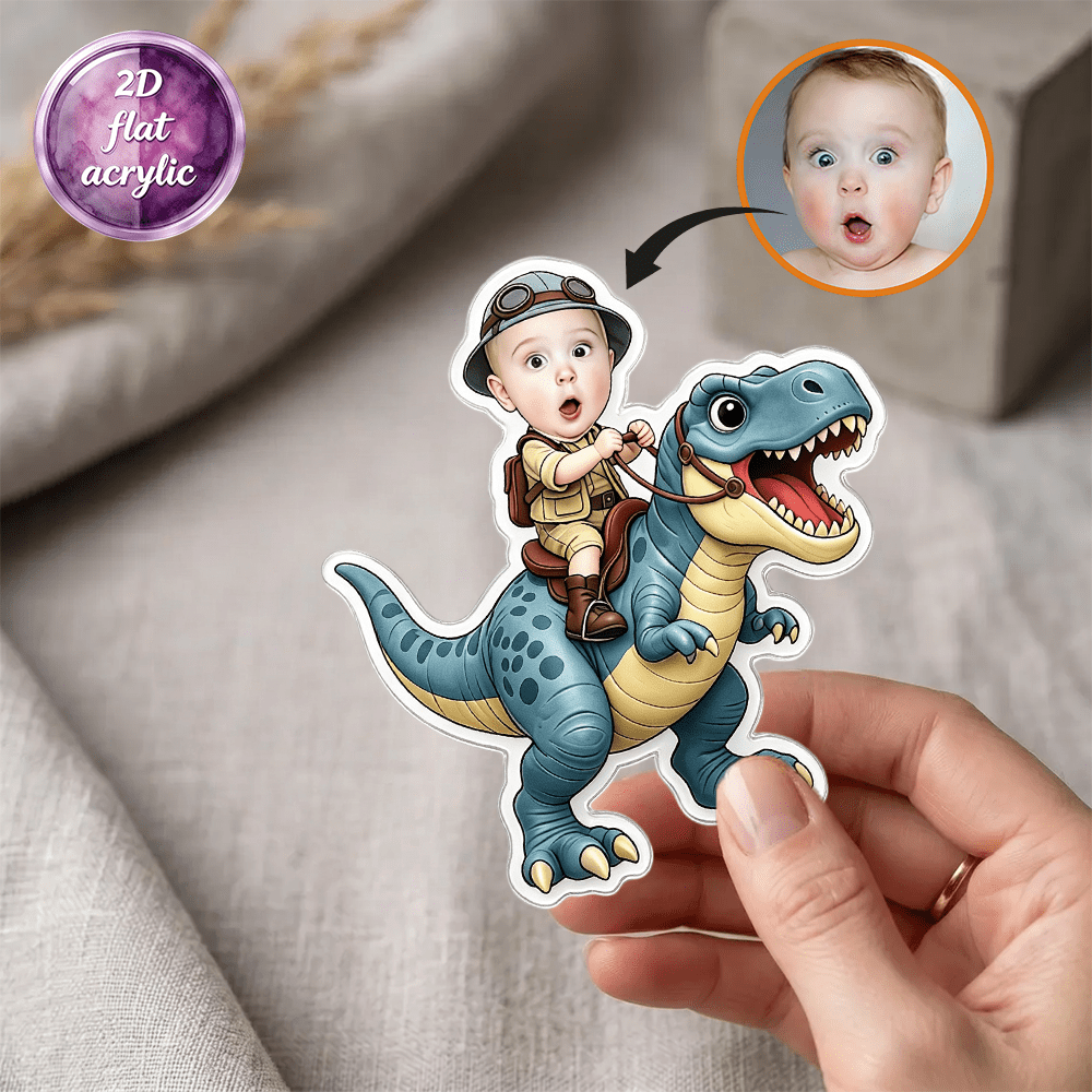 TEMU 1pc Personalized Photo Fridge Magnets Suitable Magnets, Dinosaur Magnets With Your Own Pictures, Photo Frames For Refrigerator, Acrylic For