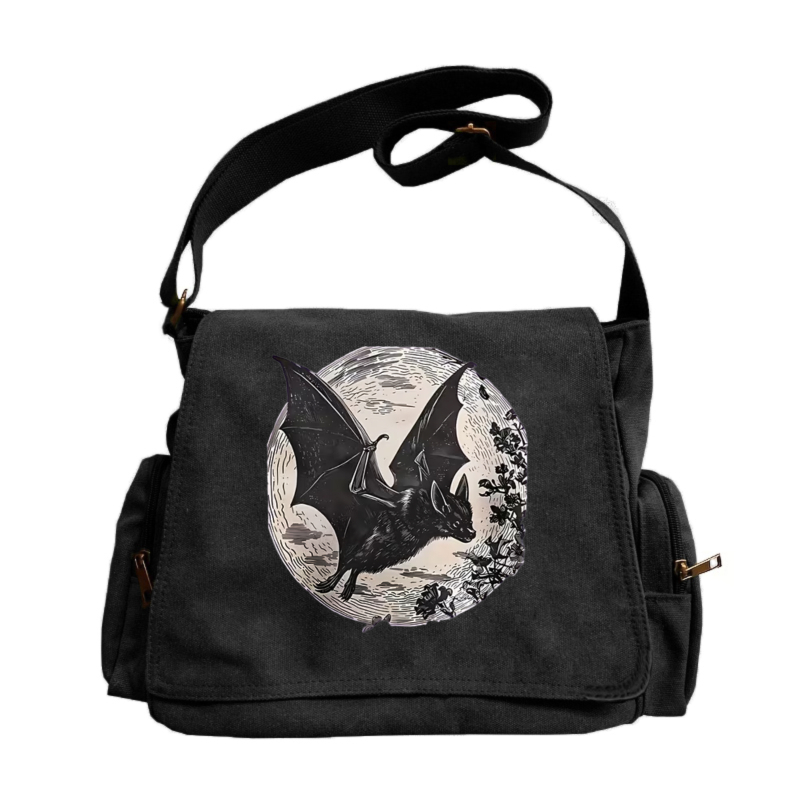 TEMU Large Capacity Single-shoulder Bag, Flap Vintage Tote Crossbody Messenger Bag, Night Print Pattern, Dark Gothic , Suitable For Daily , Travel,