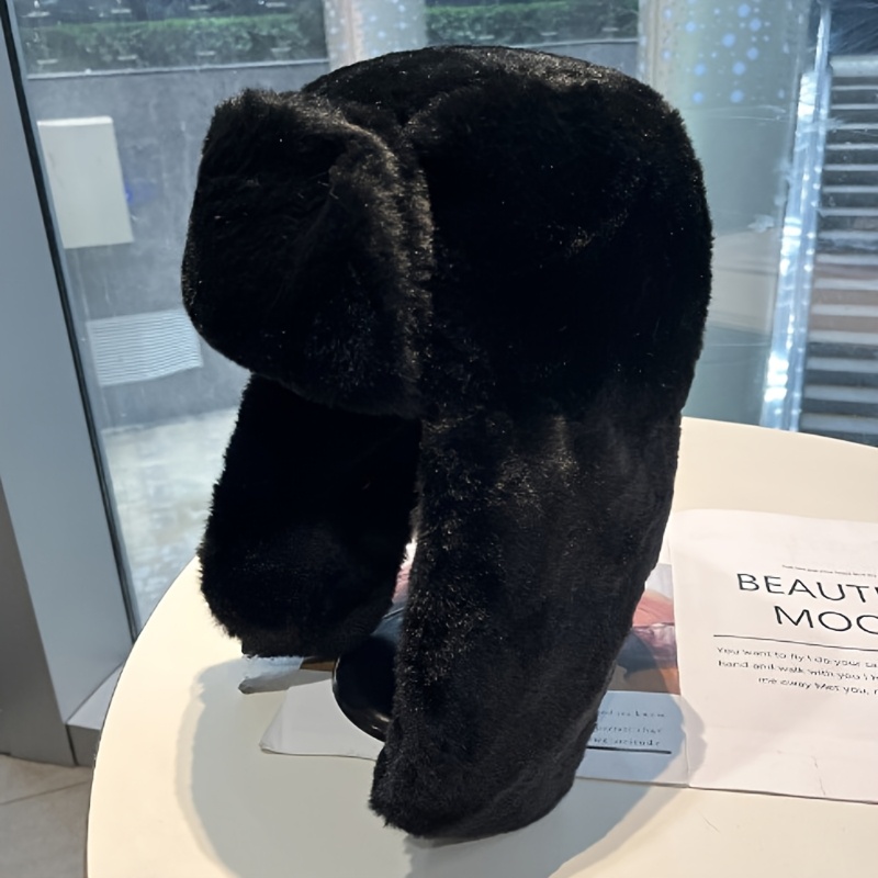 TEMU Warm Plush Ear-protection Hat, Fully Envelops Ears, Suitable For Snowy Commutes, Adjustable Snapback, A Must-have Winter Accessory