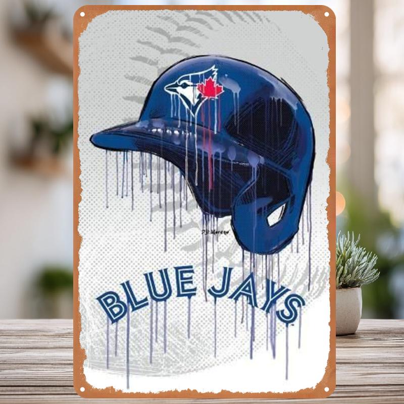 TEMU Panneau Métallique 2D Plat, 1pc, Toronto Jays Art de Peinture Goutte à Goutte | Trous Pré-Perçés, Décoration Intérieure, Jardin et Toilettes, en