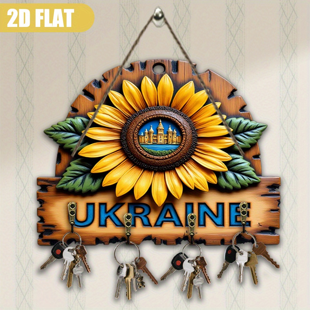 TEMU Key Hook 2d Flat, Room Decor, " Sunflower Wooden Sign", (9.06 X Inches), Wooden Multifunctional Home Key Rack, Wall Decoration, Porch Decor,