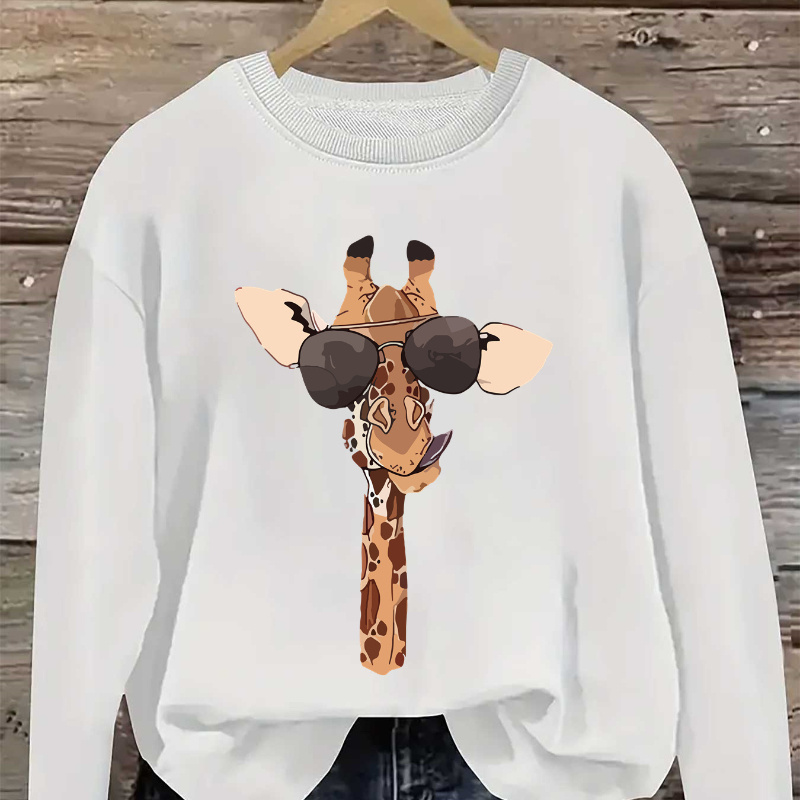 

Women's Casual And Fashionable Sports Sweatshirt, Suitable For Autumn And Winter, Comfortable And Soft, Giraffe Pattern