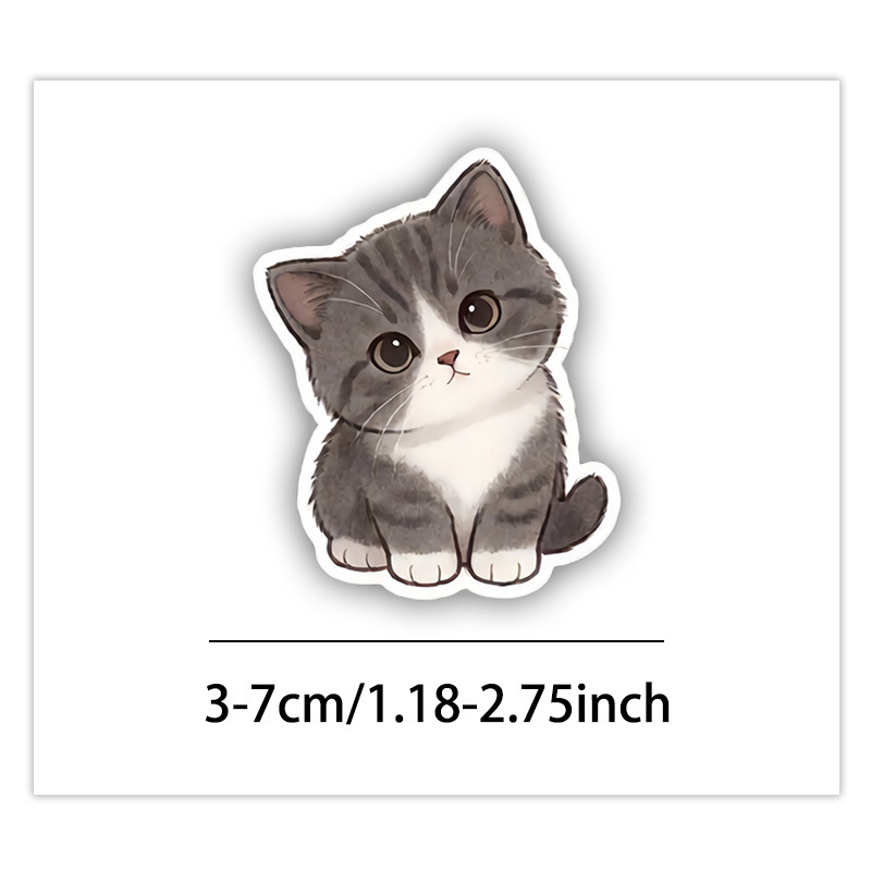 TEMU Pack de 65 autocollants mignons de chat, décalcomanies esthétiques de chaton, autocollants d'animaux kawaii durables pour ordinateur portable,