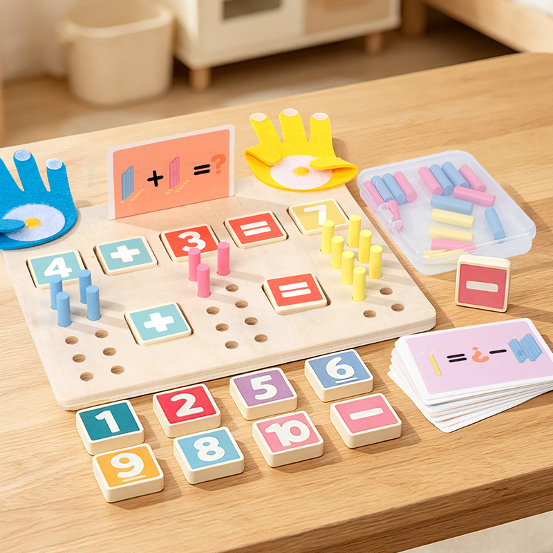 TEMU Jouets de comptage en bois pour l'arithmétique mentale, jouets sensoriels de classification et d'empilage, jouets d'apprentissage STEM pour la