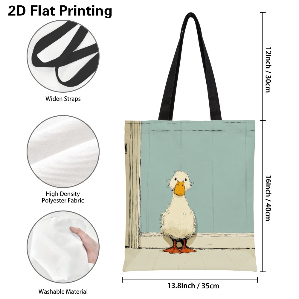 TEMU 1 sac d'art intérieur avec canard solitaire coloré - Sacs d'épicerie réutilisables à impression double face, sac à bandoulière durable en
