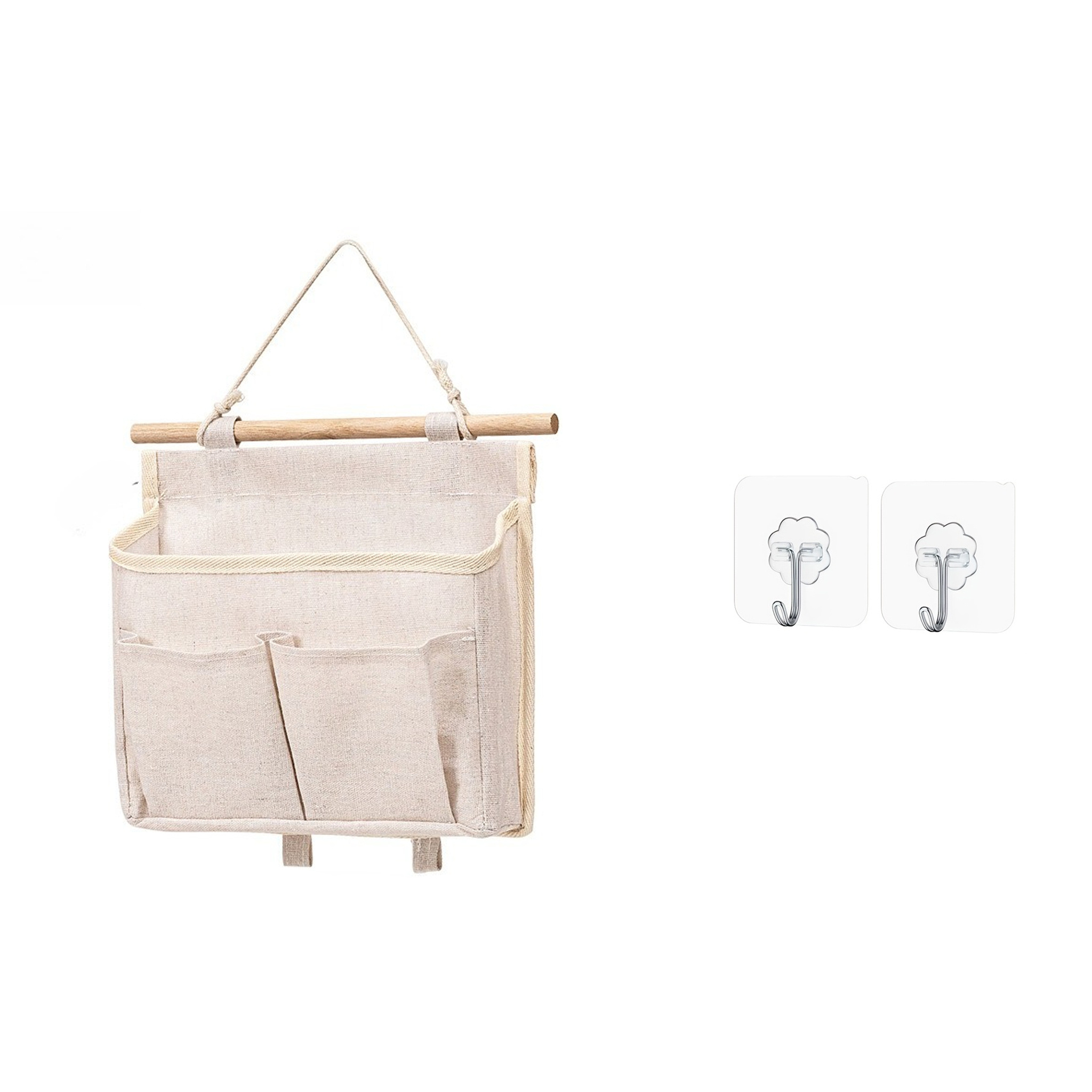 TEMU Set da 3 pezzi (1 sacchetto portaoggetti e 2 ganci trasparenti) Combinazione, Set di sacchetti portaoggetti multi- da appendere alla parete,