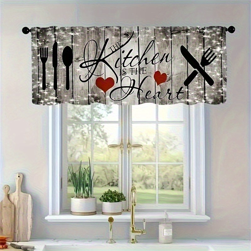 TEMU 1/2pcs Farmhouse Kitchen Curtains, Rod Pocket Valance Curtain Layer, 1 Panel/cafe Curtain Tier For Kitchen Room Bedroom Window, Home Decor