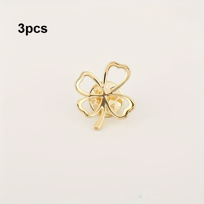 3pcs New Fashion Four-Leaf Clover Metal Buttons, Anti-Slip Design