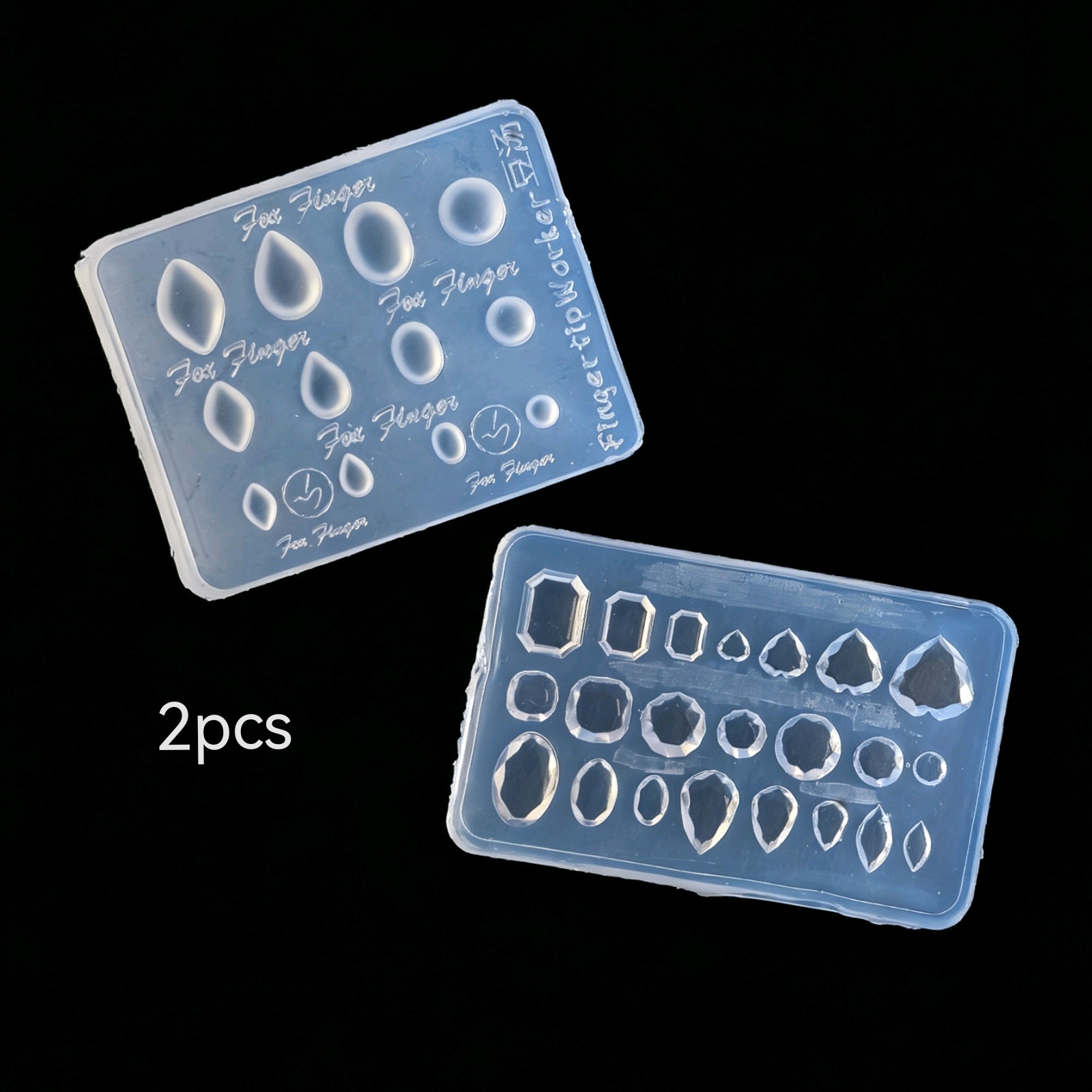 TEMU 2pcs 3d Gem Nail Silicone Mold Set, Teardrop Heart Rhinestone Resin Casting Molds, Nail Art Charms Making Molds For Epoxy Resin Nail Decorations