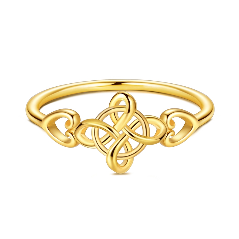 Women's 925 Sterling Silver Golden Celtic Knot Ring