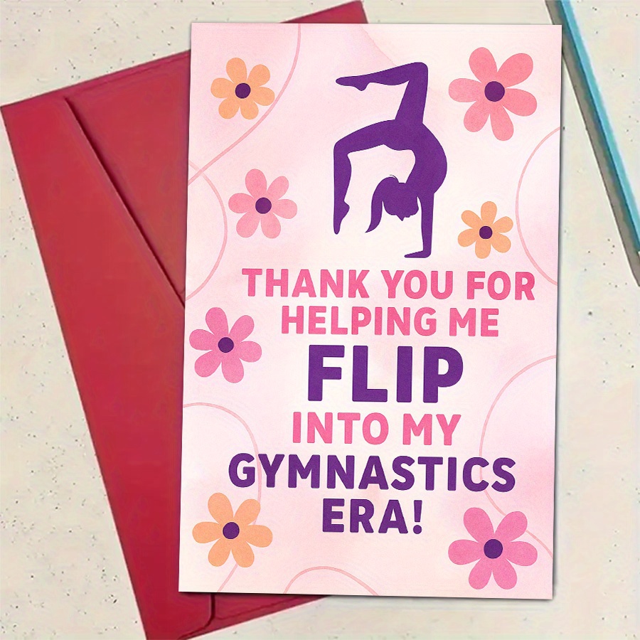 TEMU A Thank You Card For Gymnastics Or , Ideal For Expressing Gratitude To Who Athletes In Reaching Their Gymnastics Objectives. Comes With An