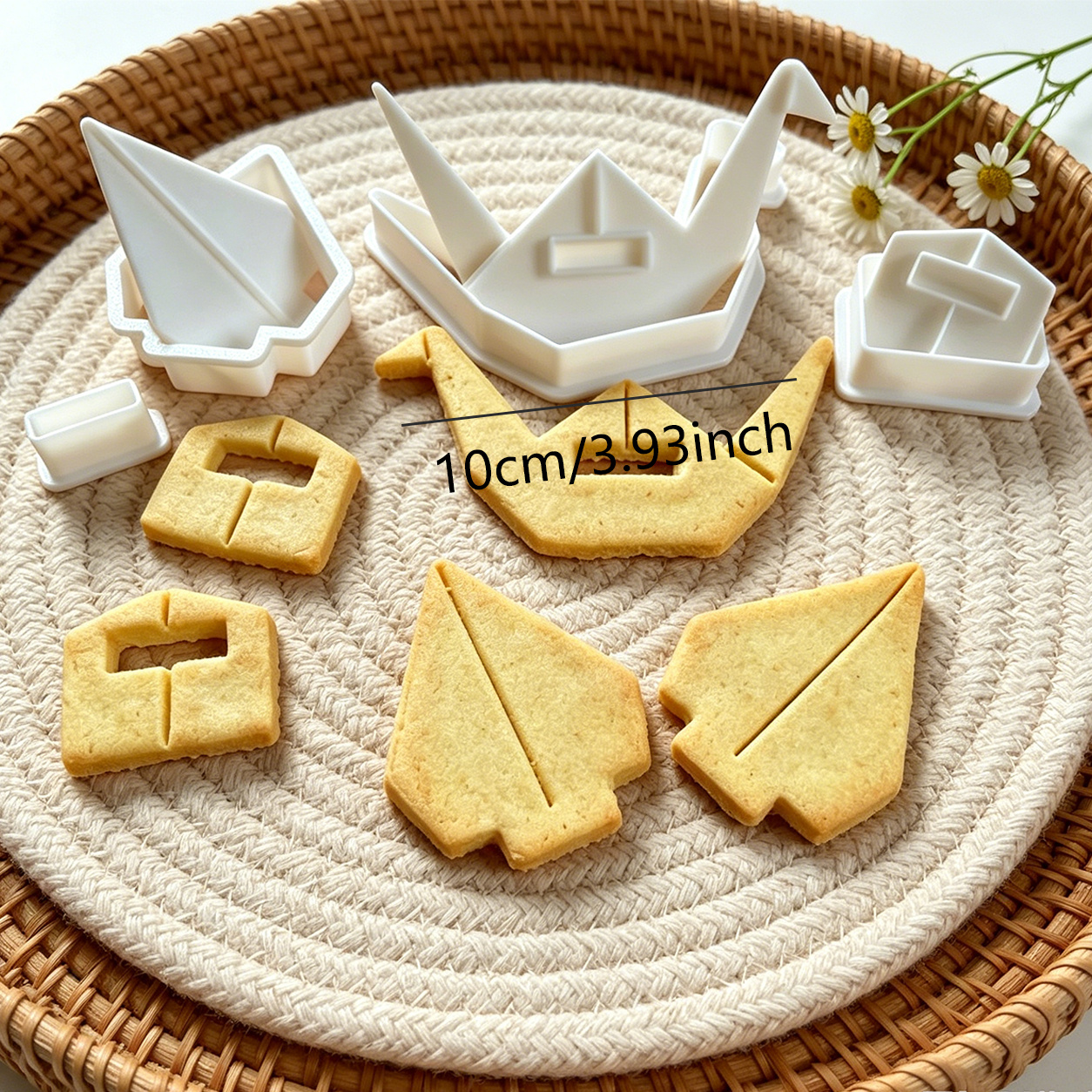 TEMU 7pcs Origami Crane Cookie Cutters Set, 3.93 Inch Large Plastic Biscuit Molds, Baking Tools For Party Scenes, Perfect Gift For Cookie , Creative