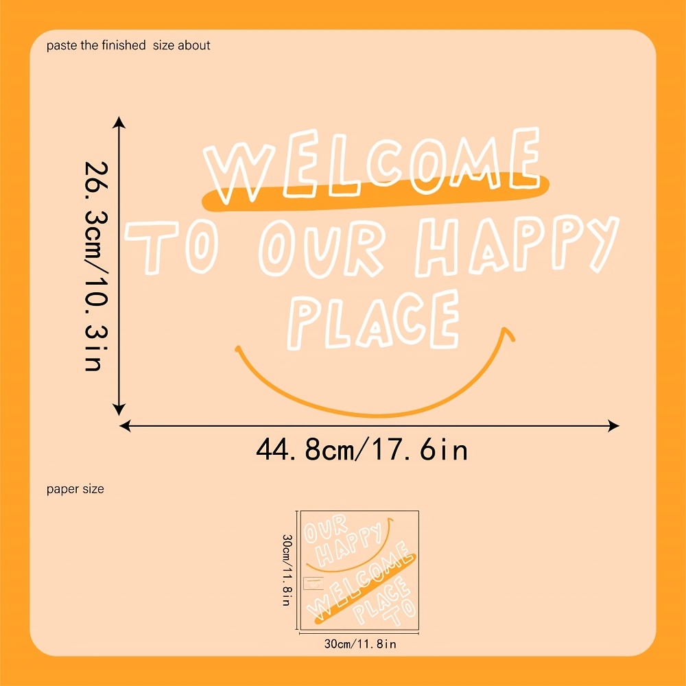 TEMU 1pc Creative Letter "welcome To Our Happy " Window Sticker, Waterproof Pvc Electrostatic Adsorption Easy To Apply And Tear Off Double-sided