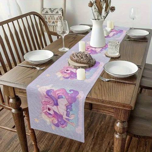 item picture cute unicorn tablecloth purple unicorn kitchen decor with glitter stars vanity skirt for birthday theme decoration magic dining and kitchen tabletop decor