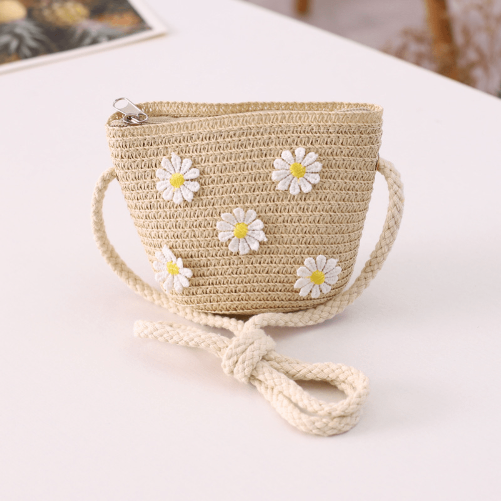Image of Mini 2026 Small Floral Rattan Woven Crossbody Bag - Suitable For Daily Use And Vacations, Can Hold Small Items Like And Keys, Adjustable Shoulder Strap, Lightweight, Cannot Hold Smartphones