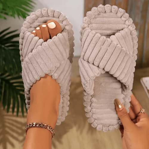 2025 new womens corduroy cross strap home slippers sole indoor house shoes round toe comfortable for women cute slippers plush textured slippers cozy fabric construction stylish house shoes breathable lining ladies house shoes