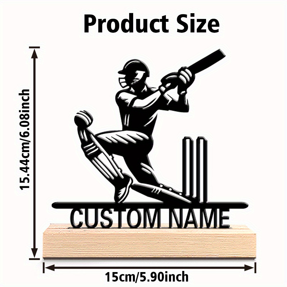 TEMU 1 Statue en métal sur base en bois personnalisable, convient aux passionnés de sport, , , , les anniversaires, Noël, Halloween, Thanksgiving et
