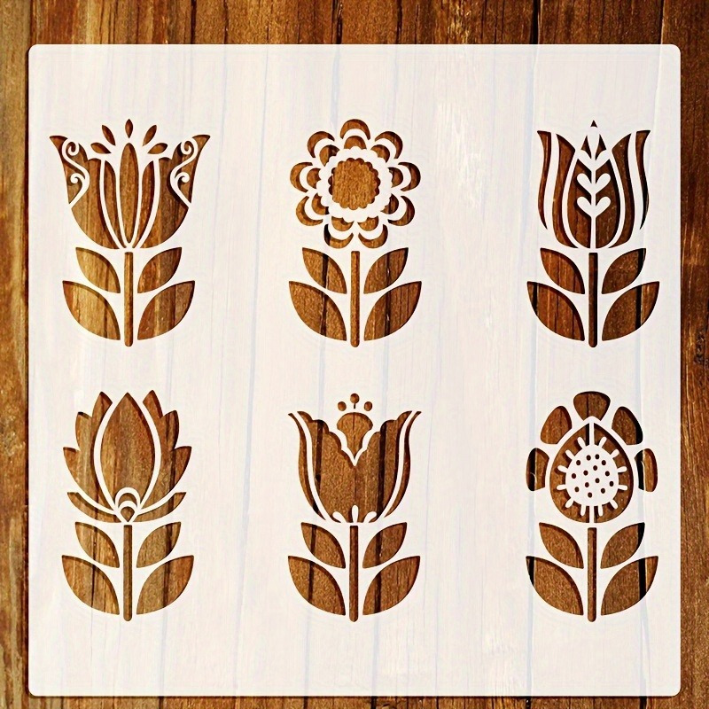 Image of 1pc Large Layered Flower Stencil, 10 Inches, Reusable Pet Painting Template, Suitable For Fabric, Glass, Gift Boxes, Stationery, Walls, And Crafts - Ivory Color
