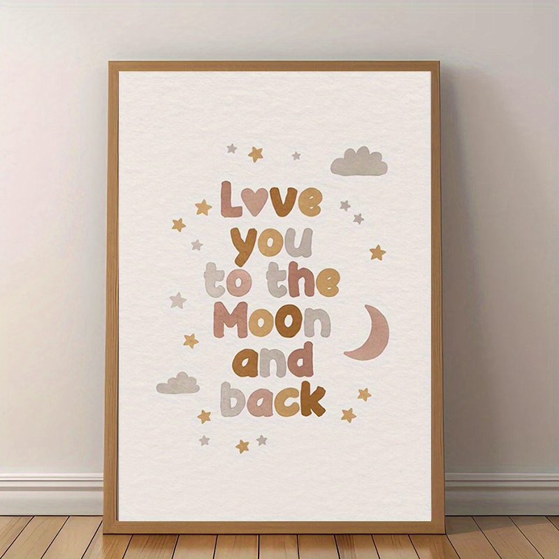 TEMU 2D-Flachdruck, 1 Stück, 2D-Druck ohne Rahmen, 12 Zoll × 16 Zoll, Kindergarten-Druck im Bohemian-Stil, Kindergarten-Zitat „Love You and Back“,