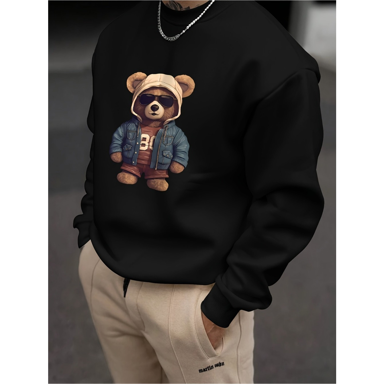 

Men's Casual Teddy Sweatshirt - , Long Sleeve, Round Neck Pullover For Fall & Winter