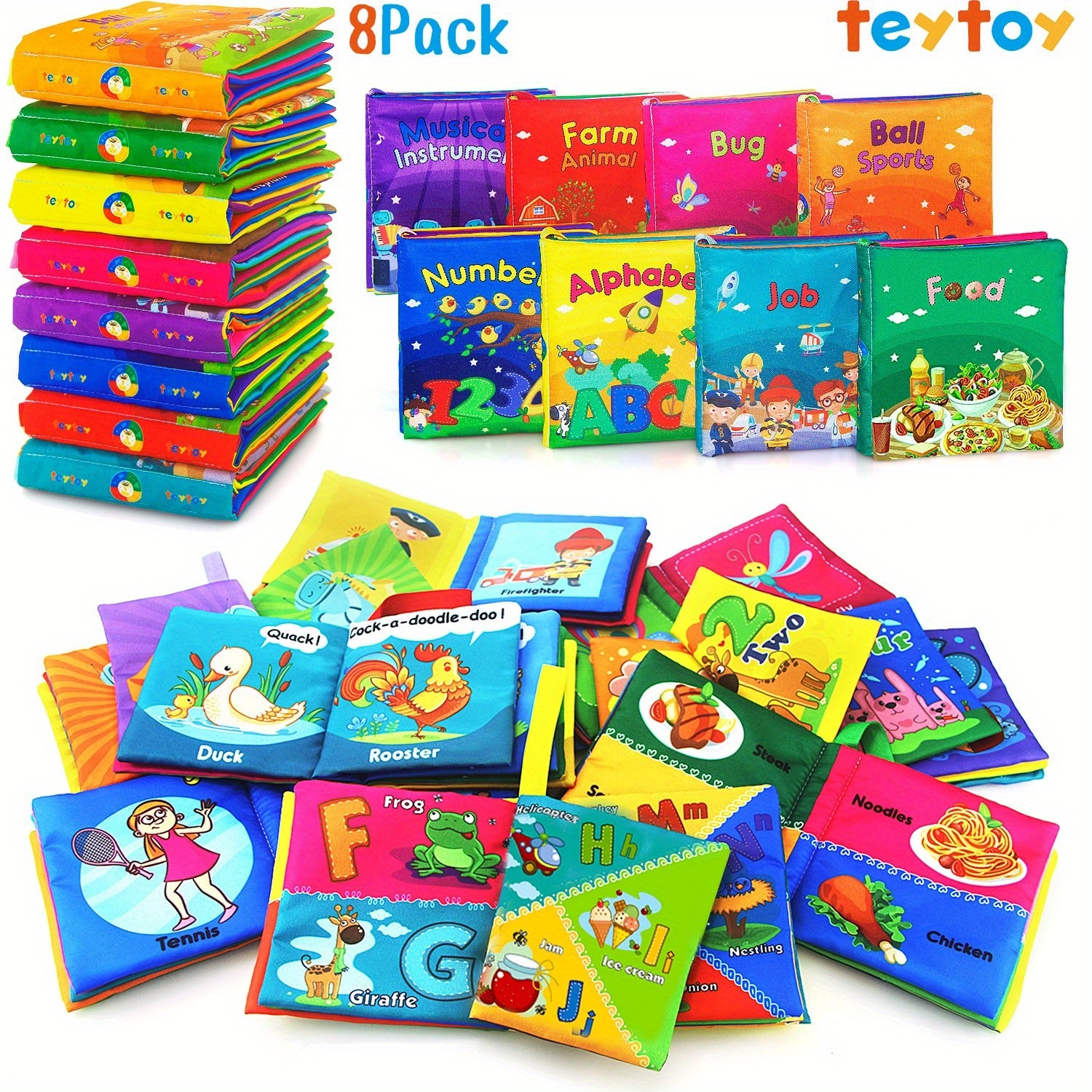8PCS Baby Cloth Books