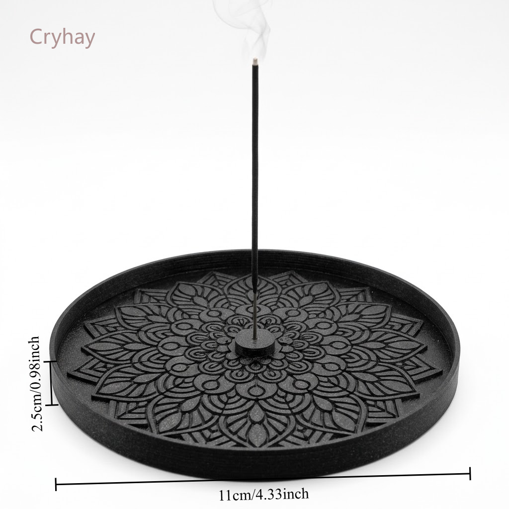 TEMU Porte-encens à motif mandala vintage, plateau à encens rond en 1 pièce, support pour bâtonnets d'inspiration zen , , de thé, artisanat d'