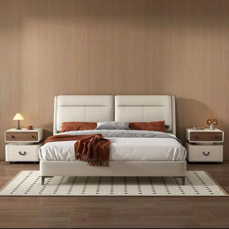 Modern 2-Drawer Solid Wood Nightstand – Featuring Rounded Corners, Ample Storage Space Adorned with Walnut Accents, Constructed with a Sturdy Wood Composite Structure, Easy to Assemble, Ideal for Small Bedrooms And Contemporary Decor