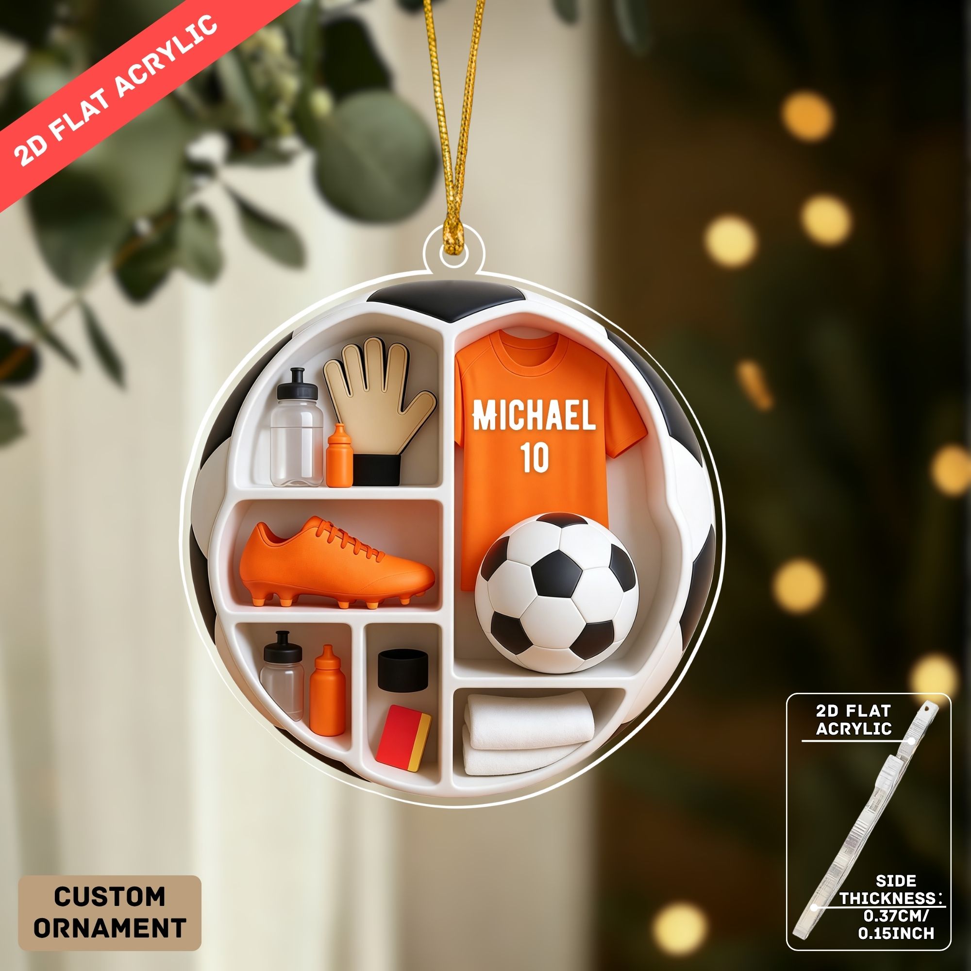 TEMU 2d Flat, Personalized Custom Name& Number Football Cubby Pattern Acrylic Ornament, Custom Football Player Name Ornaments, Car Ornaments, Gifts
