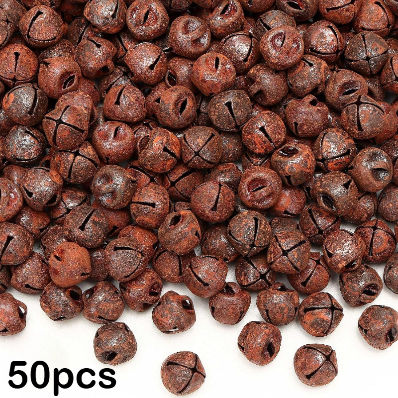 TEMU 50pcs Handmade Rustic Style Christmas Bells, Mini Metal Bells For Christmas. Bells Are Perfect For Christmas Parties Or Home Decor, And As New