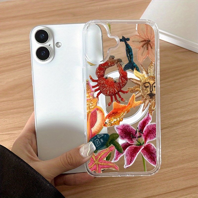 TEMU Phone Case - 1 Pack Of A Stylish Phone Case Featuring A Crab And , Designed To Be Shockproof And Magnetic, Compatible With The For Iphone 17