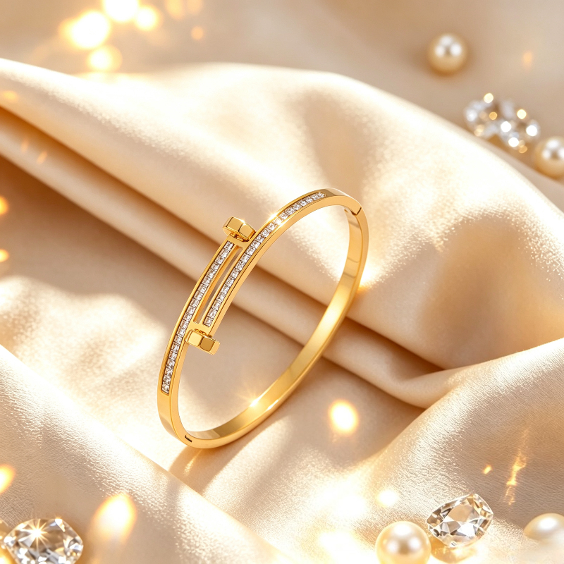 3pcs 18K Gold Plated Snake-Shaped Cubic Zirconia Inlay Cuff Bangles