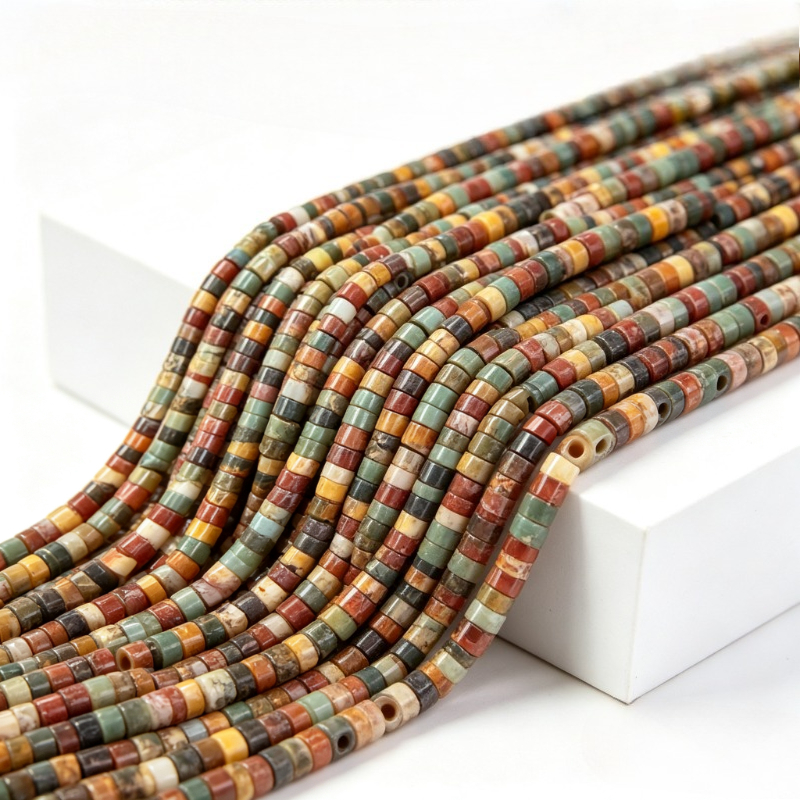 Natural Red Pine Flat Round Stone Loose Beads for Jewelry