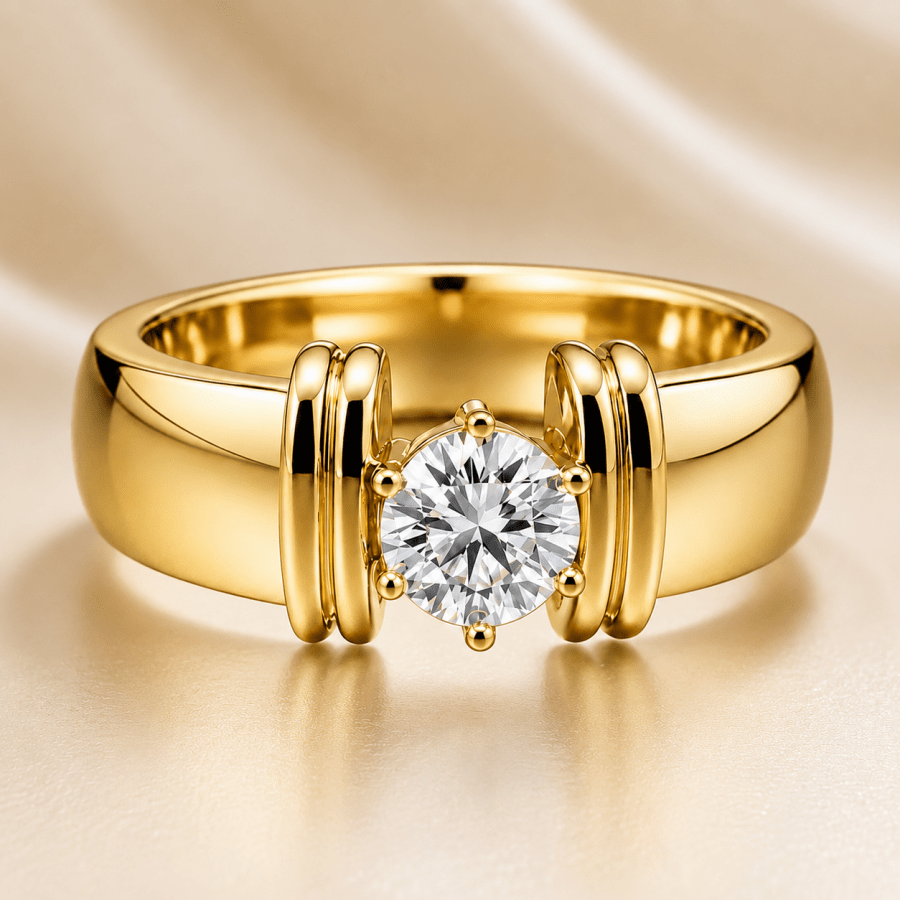 TEMU Bague couleur dorée en cuivre avec synthétique et détails pour femmes, idéale pour les , les fiançailles, cadeau et accessoire de bijouterie
