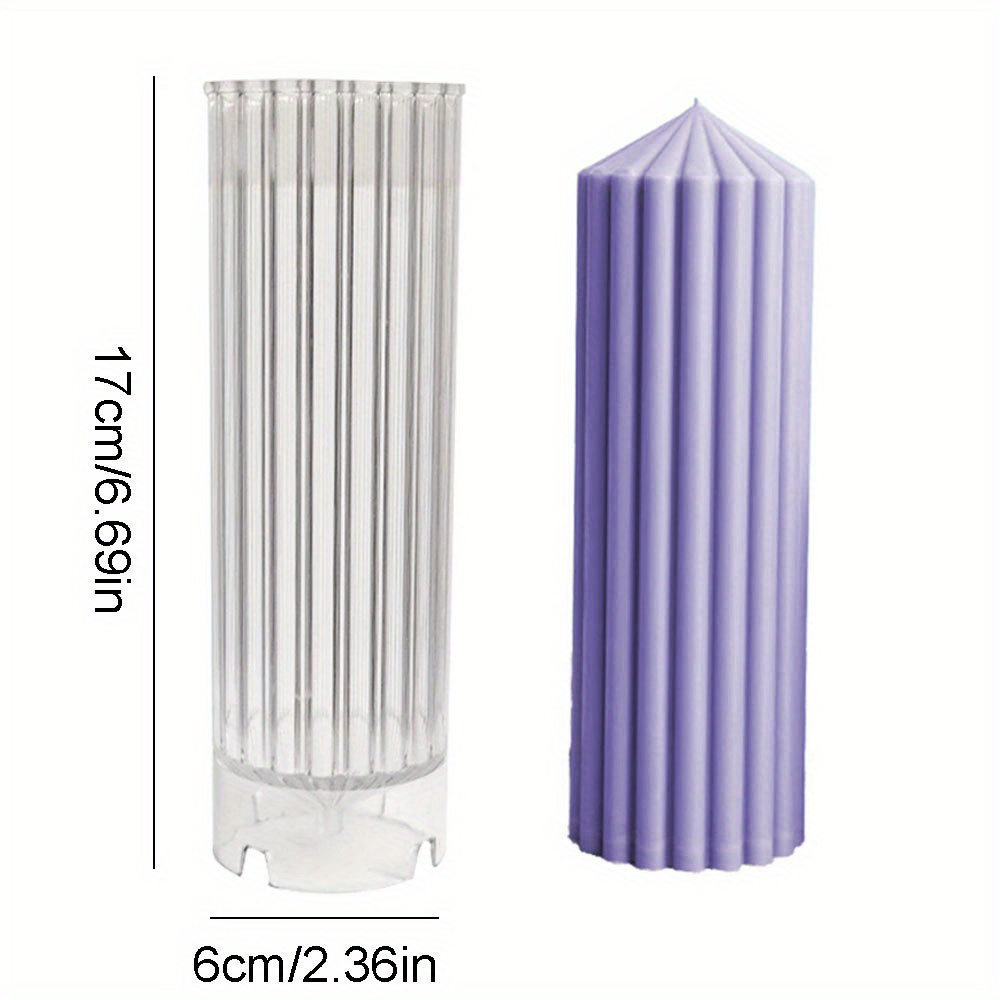 Image of Acrylic Candle Mold Diy Stripe Scent Pillar Resin Plastic Tools Taper Roman Column Mould Candle Making Wedding Party Decor Gifts