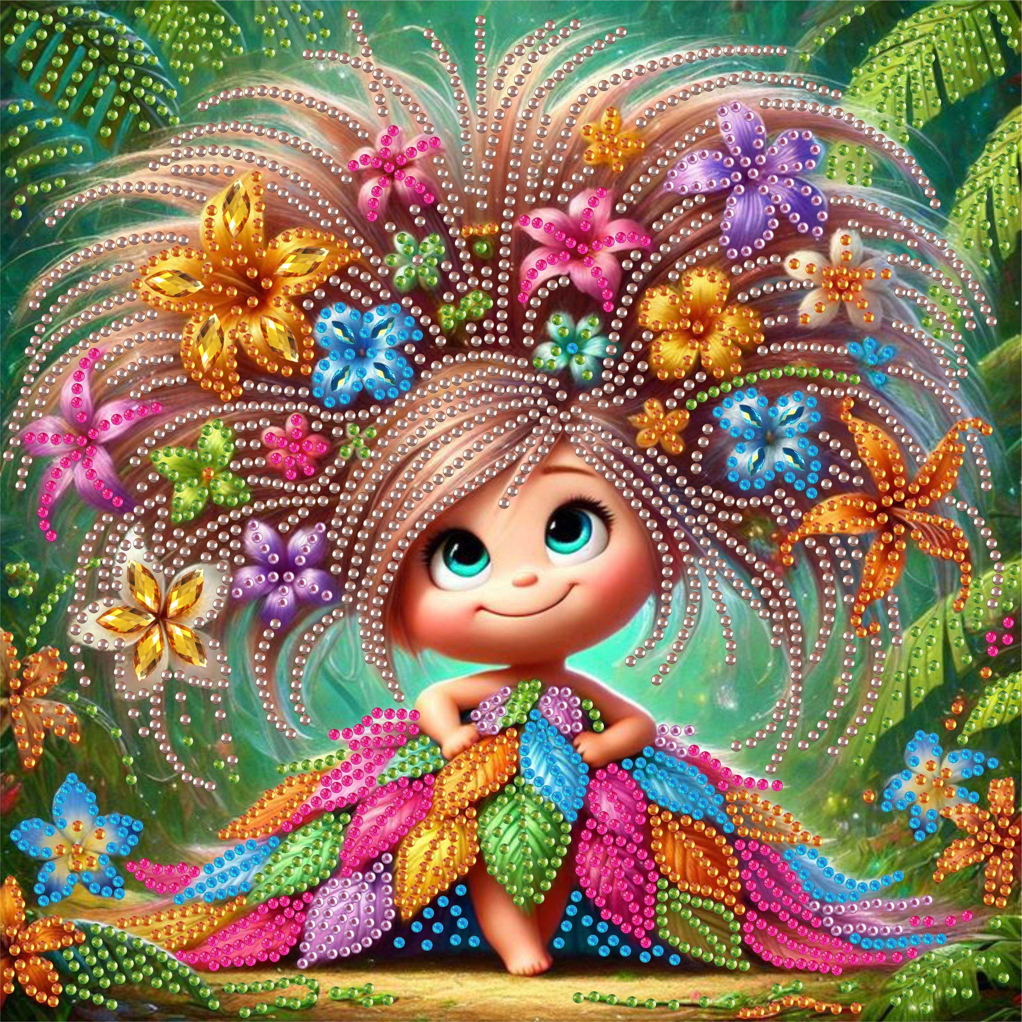 Image of Diy Diamond Painting Kit - Happy Pattern, Acrylic Round Diamonds, Canvas Wall Art For Home And Office Decoration, Holiday Gift, Creative Craft Gift For Beginners (30x30cm/11.8x11.8in)