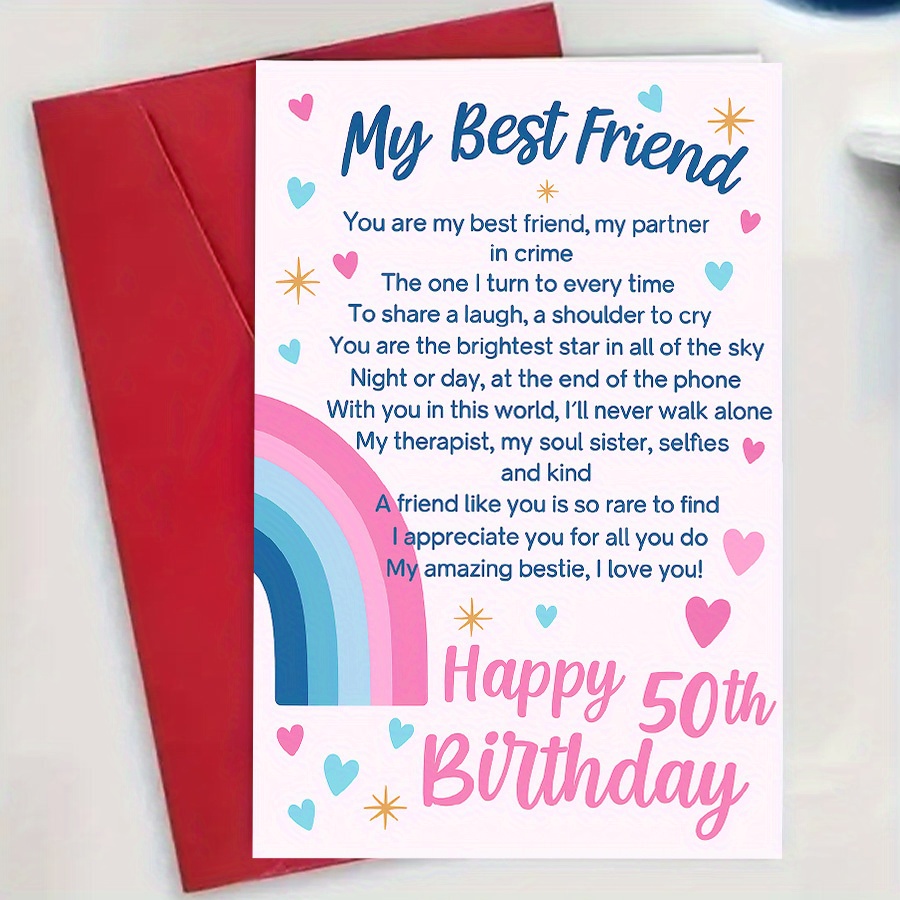 TEMU A Best Friend Birthday Card, The Perfect 50th Birthday Gift For Her, To Friendship, Gratitude, Support, And Love. An For A Bestie, , Or Friend.