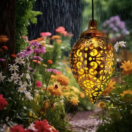 1pc ip65 shaped holiday ornament fairy tear solar light outdoor hanging weatherproof metal garden decoration suitable for outdoor courtyard backyard garden balcony halloween christmas garden birthday party and party lighting decor