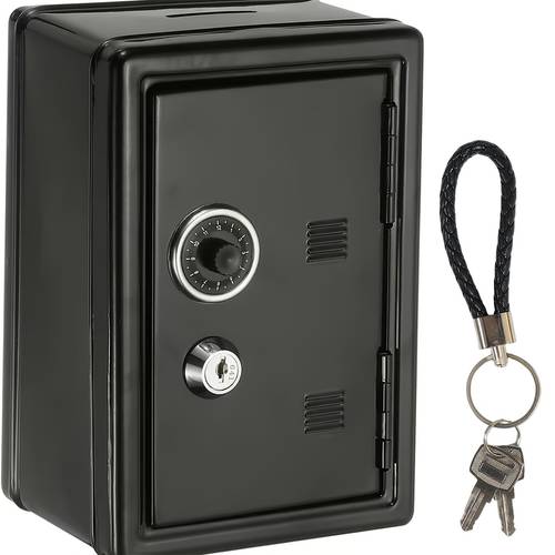 1pc Box with Key and Combination Lock, Removable Drawer- Heavy Duty Iron Cash Box, Suitable for/, Gift(//) for School, Christmas, Savings- Box