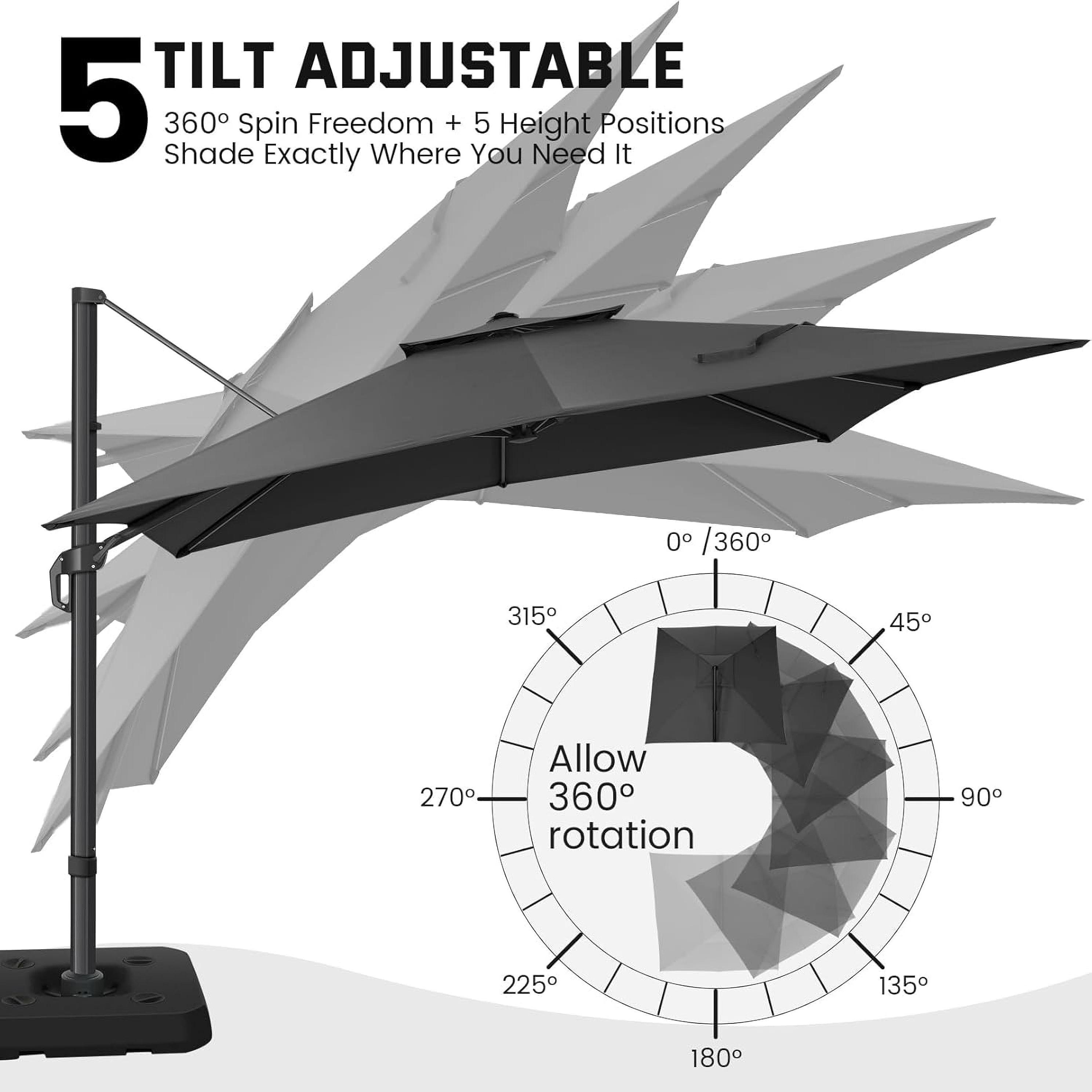 10ft Heavy-Duty Outdoor Cantilever Parasol with, Large Rectangular Offset Umbrella - 360° Rotating Canopy, Tilt Mechanism & Heavy-Duty Aluminum Frame for Patio, Deck, Balcony, Pool (Compatible with most roofs)