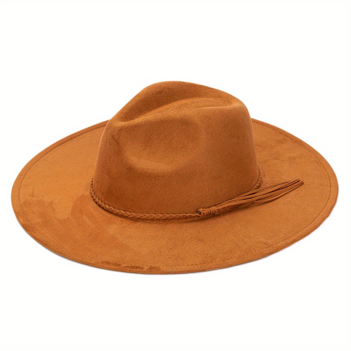 womens wide brim fedora hat suede western panama sun hat - Temu display picture 3