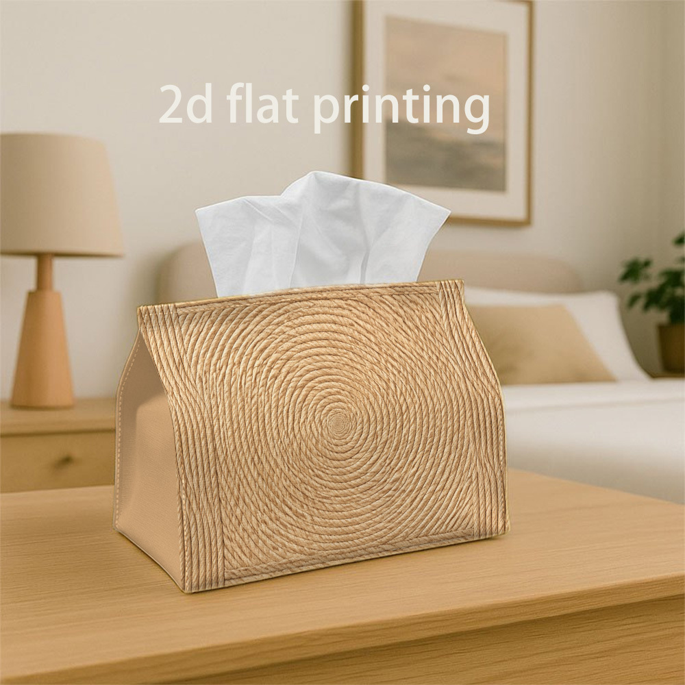 TEMU 1pc 2d Flat Weave Texture Background Printed Tissue Box, Durable And Easy To Clean, Double-sided Printing, Suitable For Bathroom, Living Room,