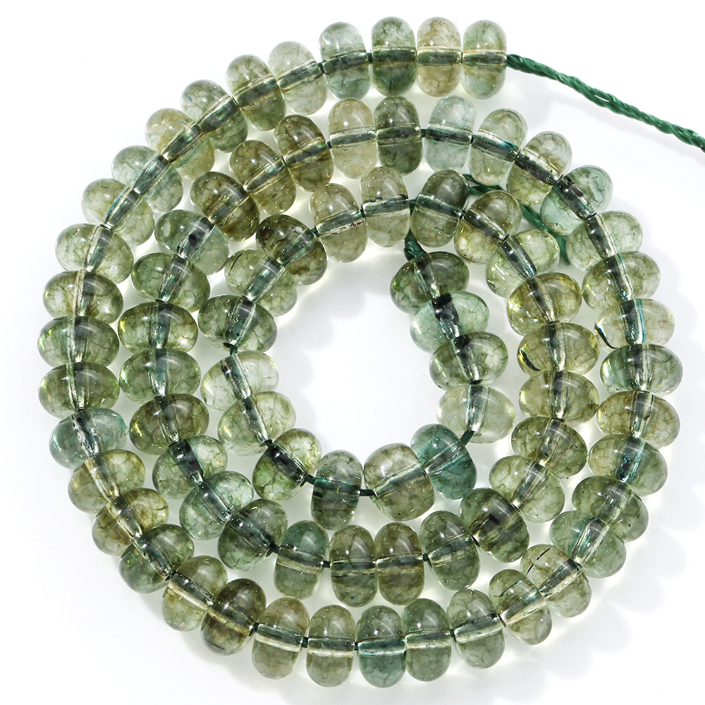 TEMU 77-82 pièces Perles Rondelles en Quartz Vert Foncé ASVRAI - Perles d'Espacement Cylindriques/Circulaires pour Création de Bijoux DIY, Bracelets,