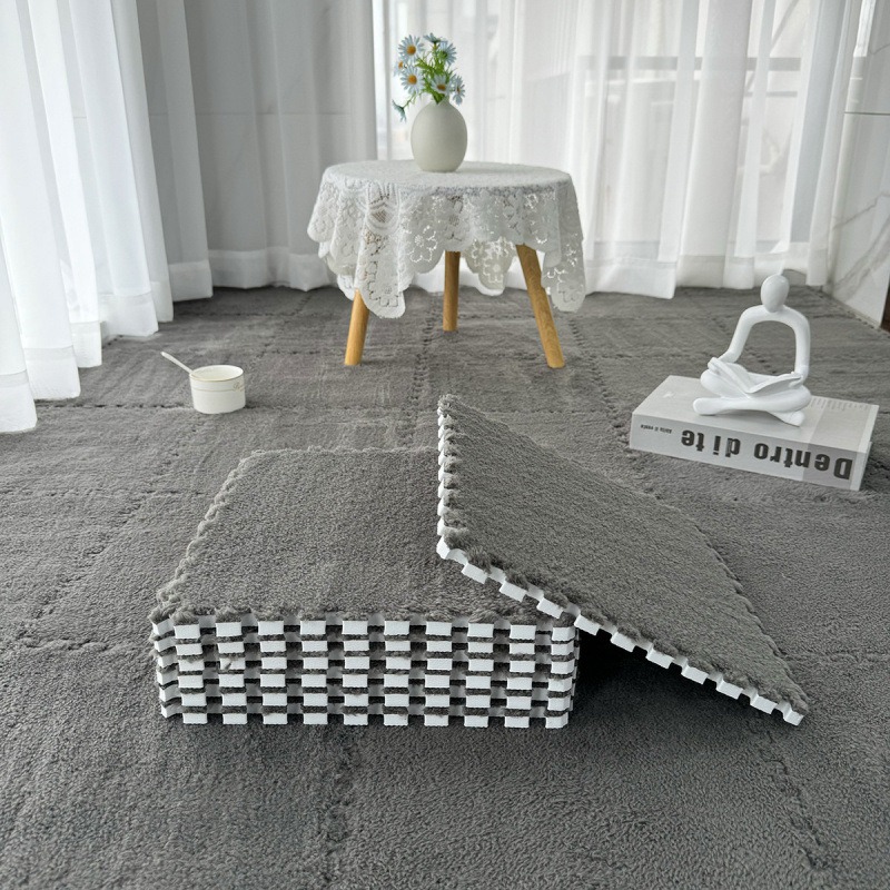 19pcs interlocking foam floor tiles   in colors pure gray white black rose     soft washable non slip eva floor mats suitable for bedrooms living rooms home decor pet areas etc