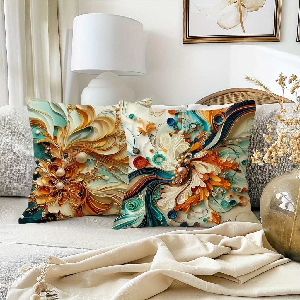 4pcsset short plush whimsical pattern pillowcase double sided printed   cushion cover classic art home decor pillowcase suitable for cottage living room bedroom sofa porch patio outdoor pillow insert no14x14 16x16 18x18 20x20inch Product details 0
