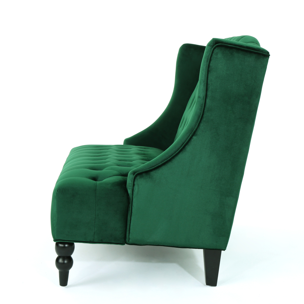 50-Inch Two-Seater Sofa, Comfortable Velvet Fabric, Mid-Century Modern Style, Minimalist Design, Extended Backrest, Compact Two-Seater Suitable for Bedrooms, Apartments And Home Offices