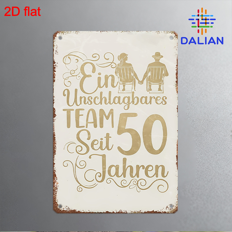 TEMU 2d Flat, 2d Plane 1pc, "50th Wedding Anniversary German" Themed 8x12 Inch Sign, Suitable For Home Decor, Anniversary Arrangement, Wedding Theme