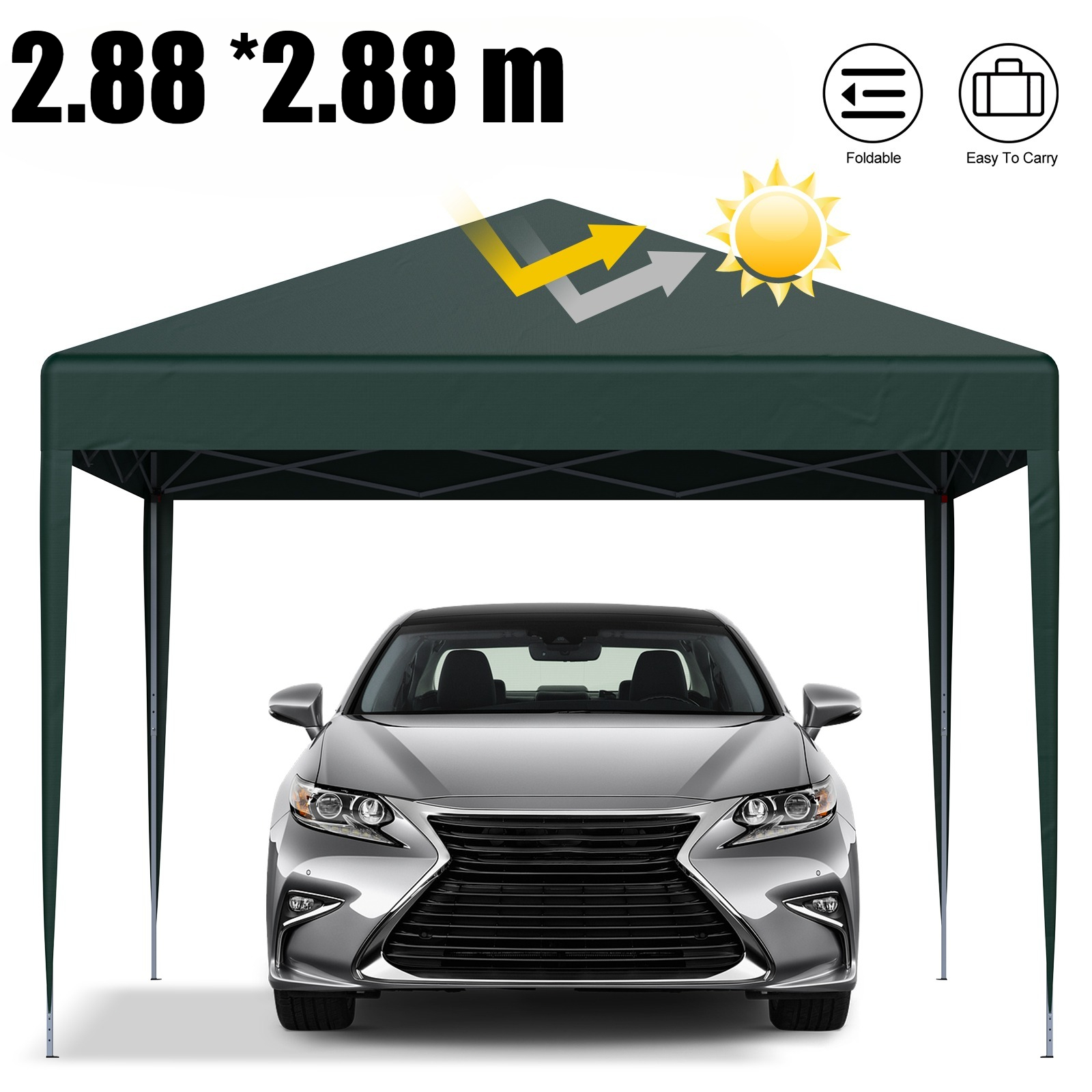 1pc, Folding 2.88 X 2.88m Party Tent, Carport, Uv Protected, Height Adjustable, With Carry Bag, For Outdoor Garden Camping Car Storage, Bike Storage